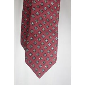 Christian Dior Cravates Tie Men's Red Silk Geometric Vintage Paris Luxury
